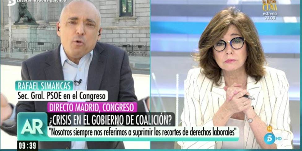 La tensa discusión entre Ana Rosa y Rafael Simancas: “Ahora la culpa la tiene el PP”