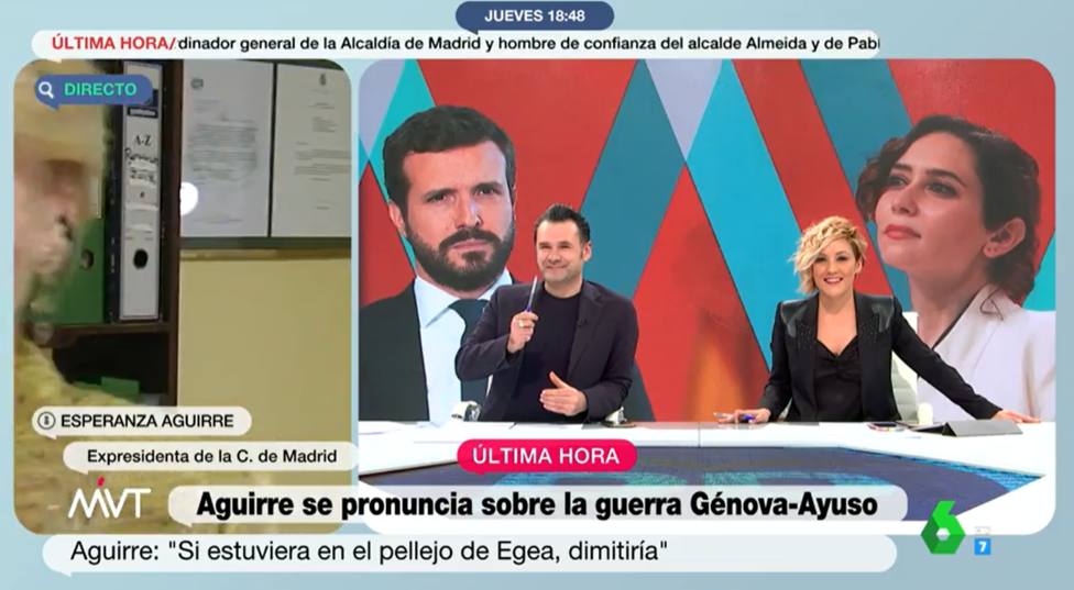 Cristina Pardo e Iñaki López alucinan por la espantada de Esperanza Aguirre en pleno directo: Se va