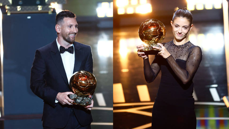 Messi y Aitana, con sus trofeos de Balón de Oro 2023 (EFE)