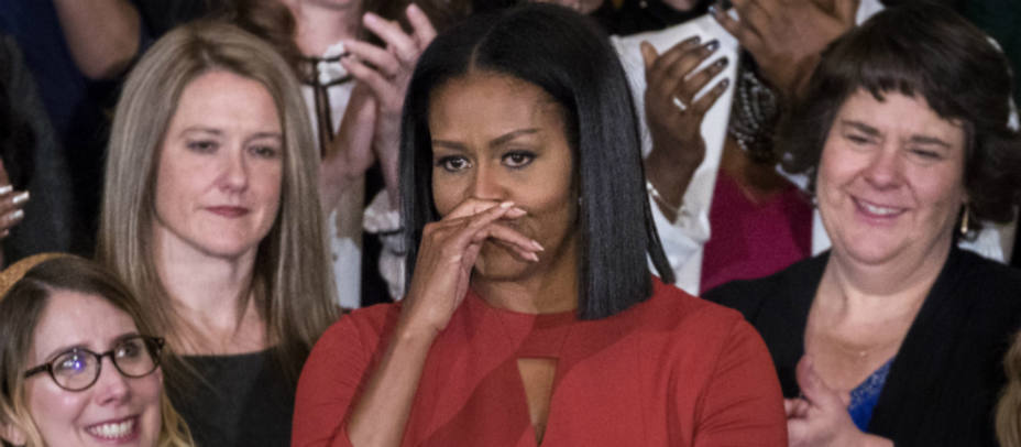 Michelle Obama, emocionada en su último discurso como primera dama. EFE