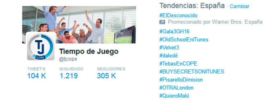 Finalizada la entrevista, #TebasEnCOPE se mantuvo en el Trending Topic español