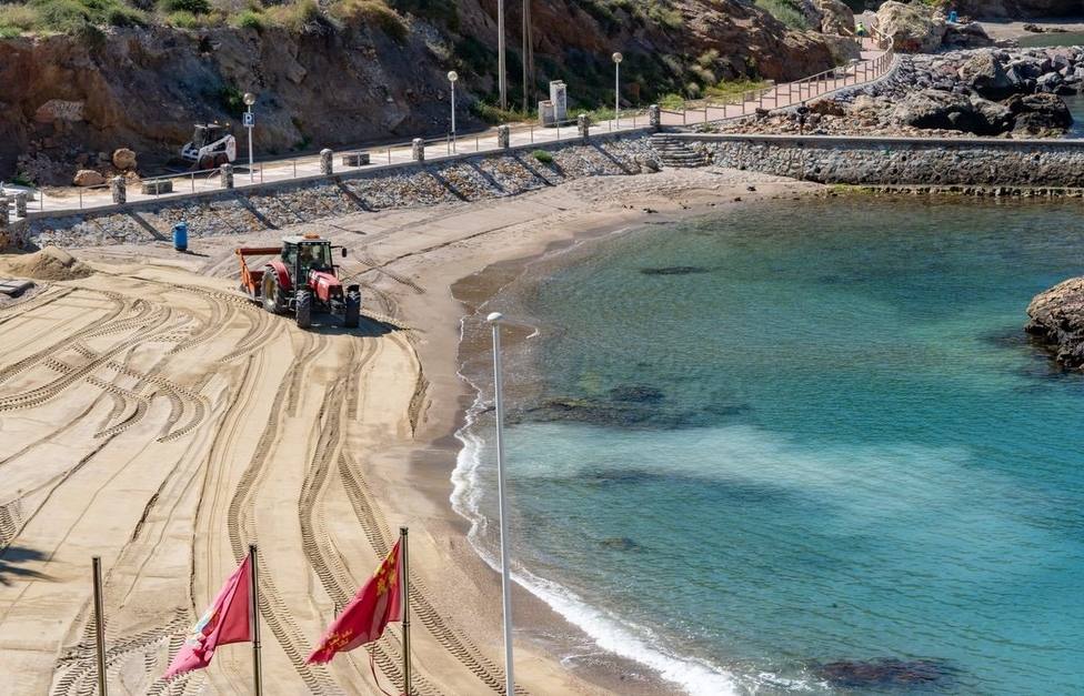 Ayuntamiento de Cartagena y Costas trabajan en la recuperación de las playas de Cala Cortina y de La Manga