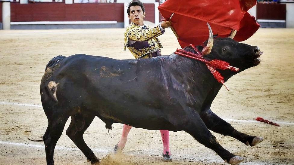 José Rojo en un pase de pecho este domingo en Las Ventas