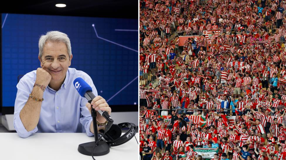 Manolo Lama reacciona al gesto de los seguidores del Athletic durante el himno en la final de Copa