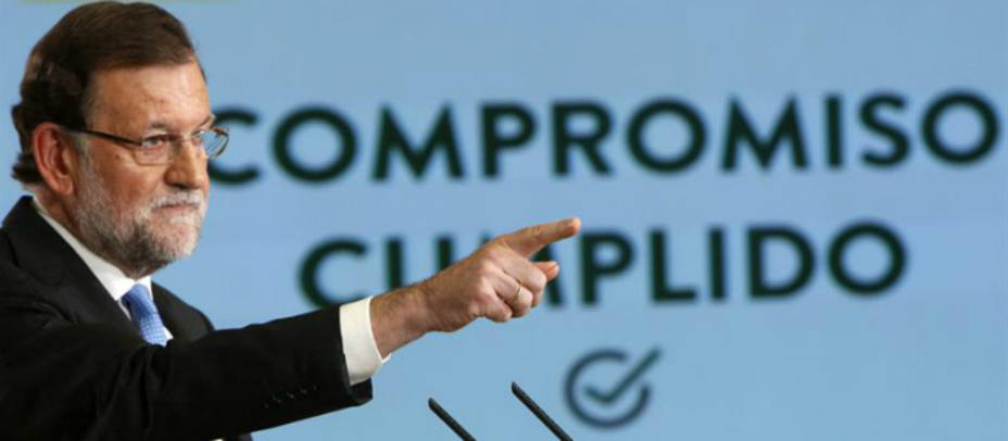 Mariano Rajoy durante la rueda de prensa ofrecida en Moncloa. EFE