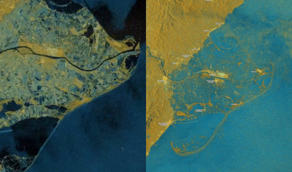 Delta del Ebro antes y después del paso de Gloria