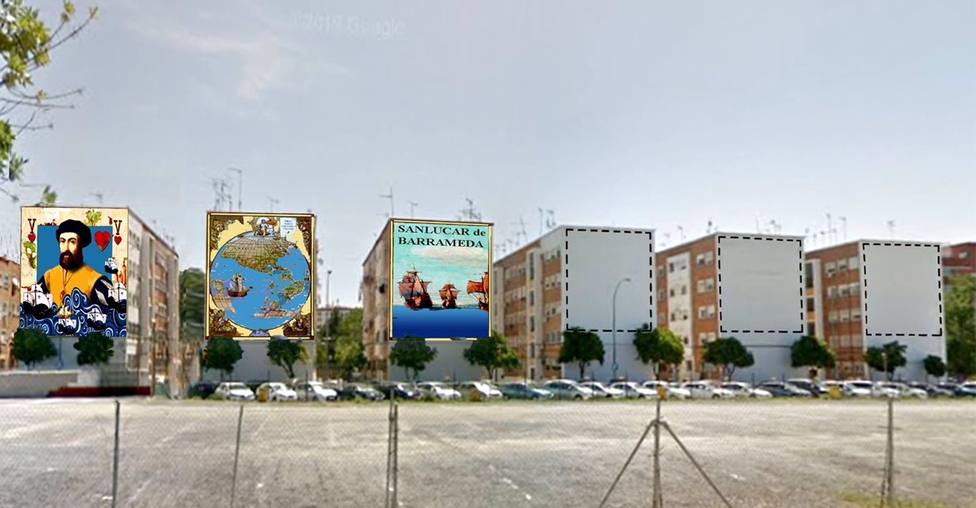 Sevilla.- Arrancan los murales gigantes en Tarfia en homenaje a Magallanes y Elcano, que podrÃ­an ser rÃ©cord Guinness