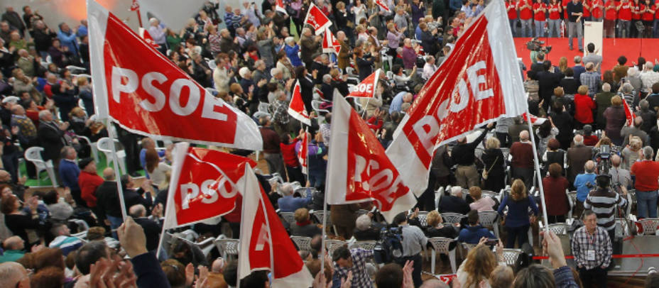 Imagen de un mitin del PSOE durante la campaña electoral. PSOE