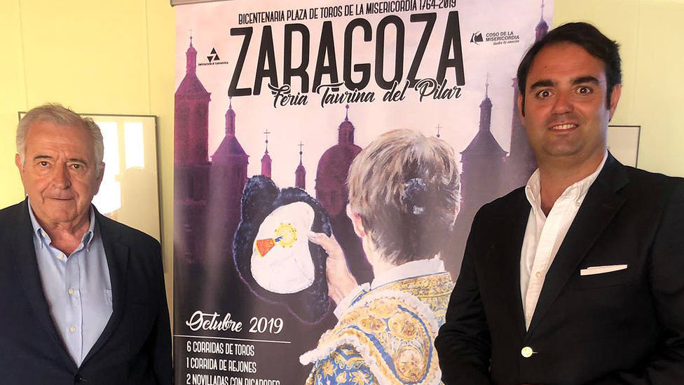 Los empresarios Julio Fontecha y Carlos Zúñiga en la presentación de la Feria del Pilar de Zaragoza