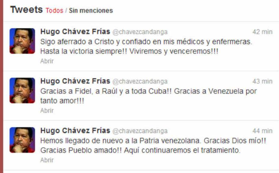 Twitter del presidente venezolano, Hugo Chávez