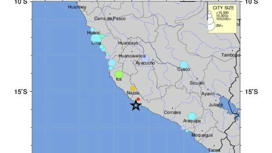 Mapa del terremoto de Perú