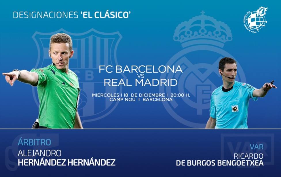 Hernández Hernández arbitrará el Clásico FC Barcelona-Real Madrid en el Camp Nou