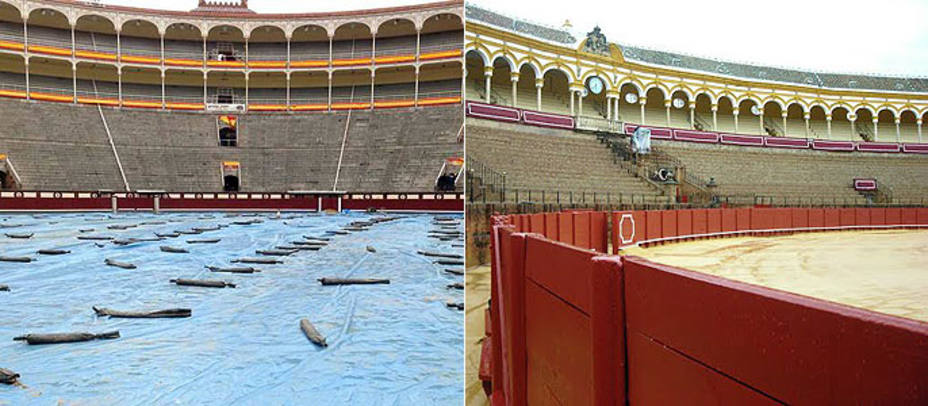 La Monumental de Las Ventas y la Real Maestranza de Sevilla se han quedado sin toros por la lluvia. ARCHIVO