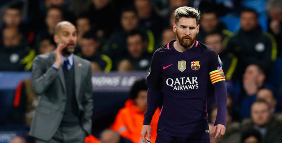 Leo Messi, durante el partido ante el Manchester City (Reuters)