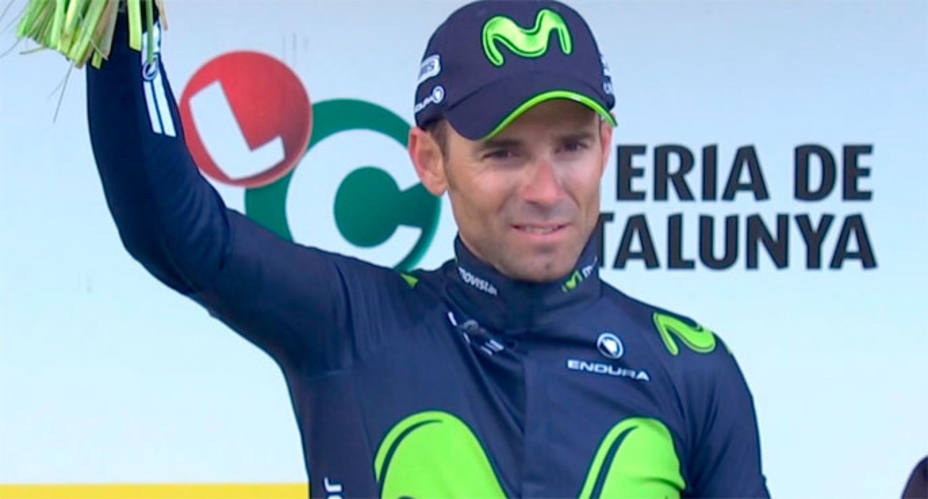 Alejandro Valverde, en el podio tras la tercera etapa de la Volta (FOTO: @alejanvalverde)