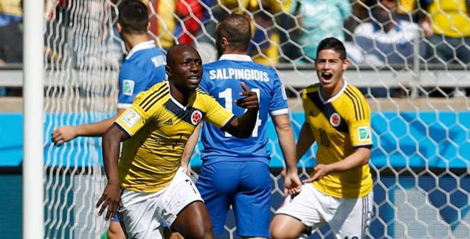 Armero celebra el primer gol de Colombia. (Reuters)