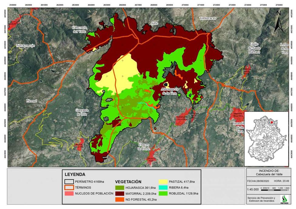 Más de 4.000 hectáreas son afectadas por el incendio de la Vera y el Jerte, ya estabilizado