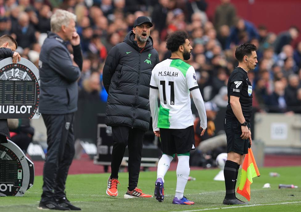Bronca entre Salah y Klopp durante el encuentro ante el West Ham