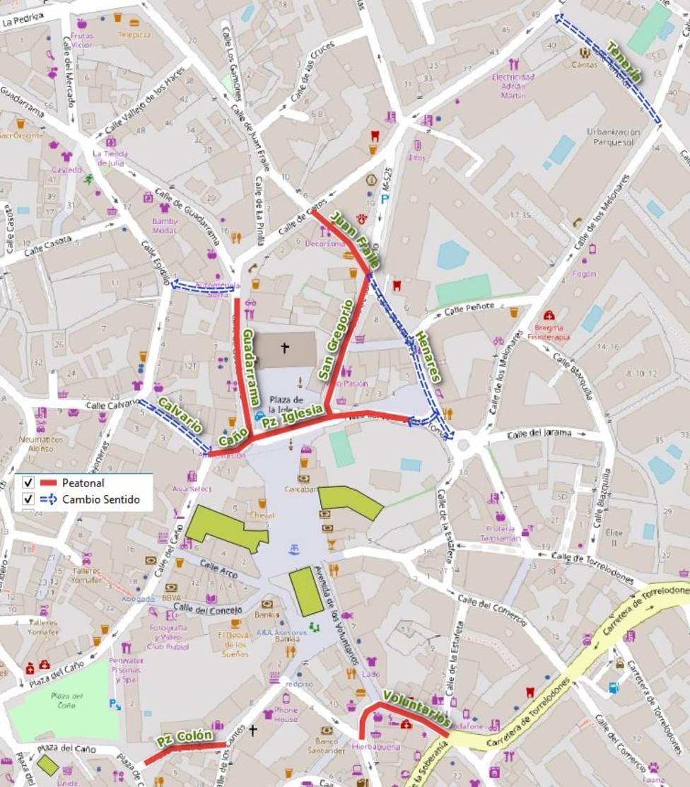 Mapa de la peatonalización