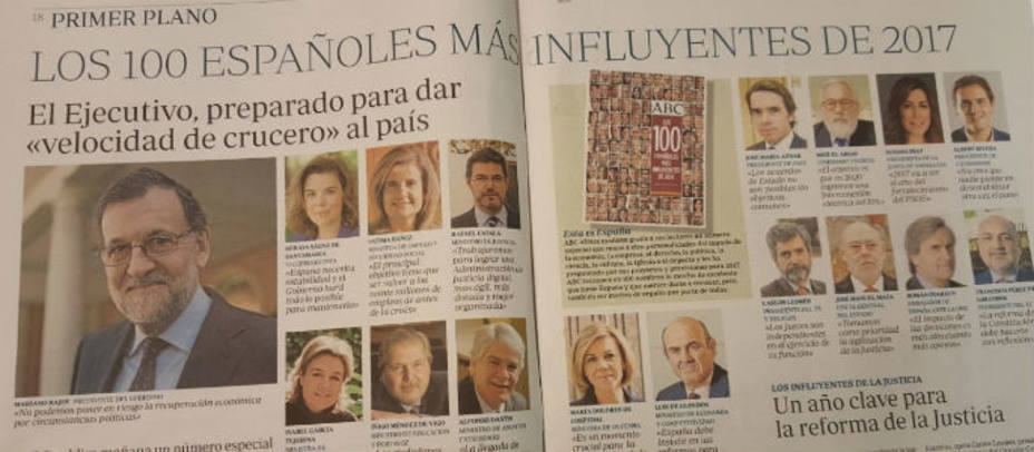 Los 100 españoles más influyentes de 2017 según el diario ABC