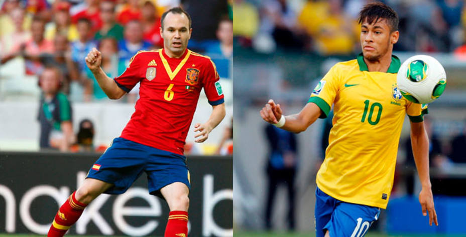 Andrés Iniesta y Neymar, rivales en la Final de la Copa Confederaciones (Reuters)