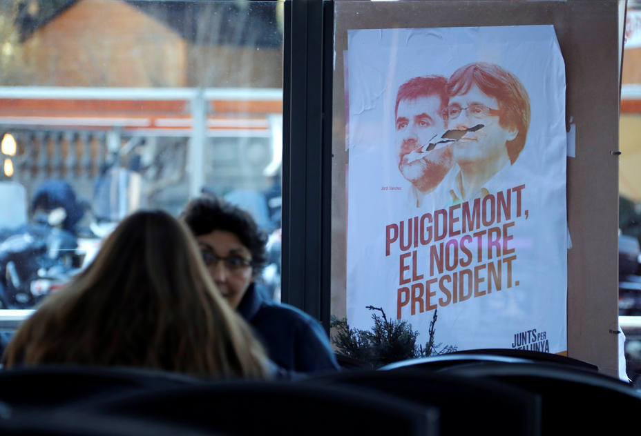 Jordi Sanchez junto a Puigdemont en el cartel electoral de JuntsxCat