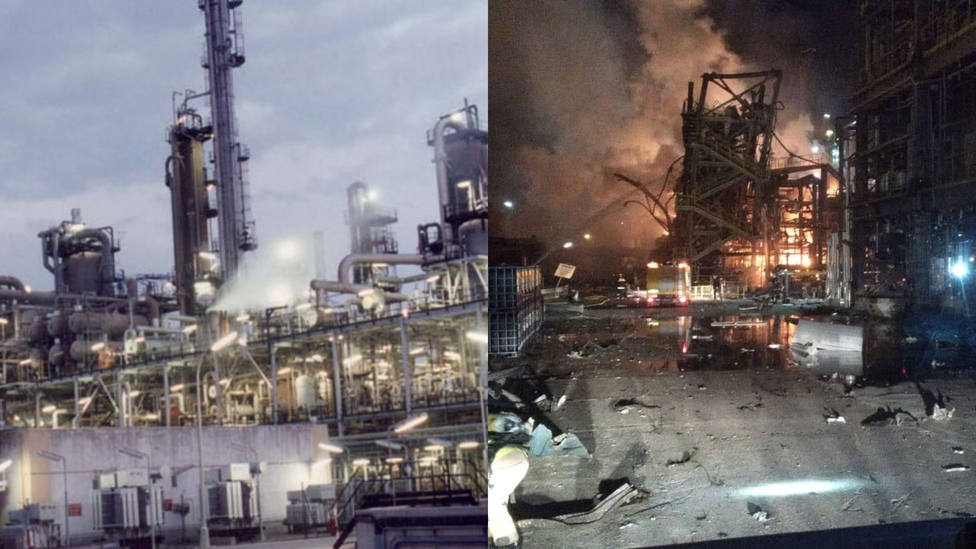 La nueva planta petrolífera de La Canonja antes y después de la explosión