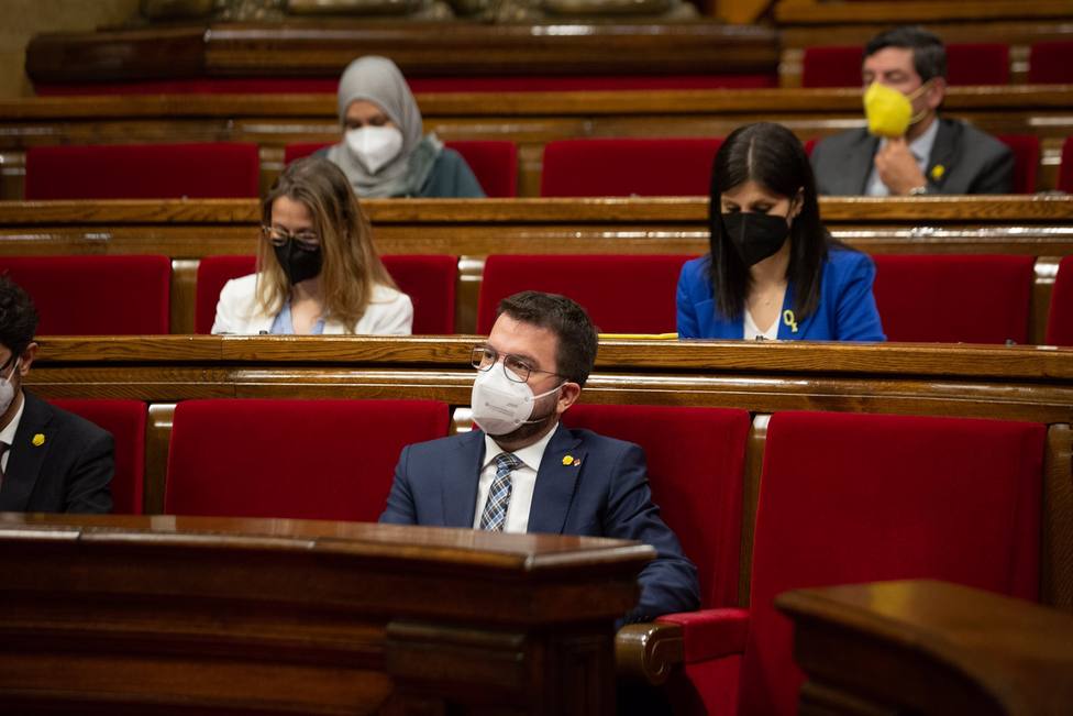 Pere Aragonès durante un acto en el Parlament de Catalunya - David Zorrakino - Europa Press