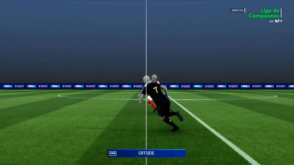 Fotograma que muestra el fuera de juego semiautomático en el gol de Vinicius