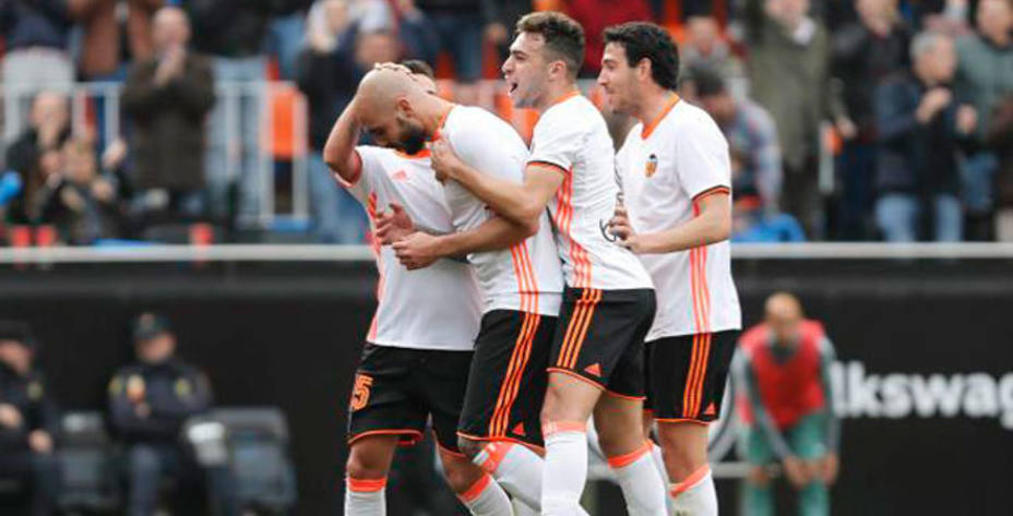 Simone Zaza anotó su primer gol con la camiseta del Valencia. @LaLiga.