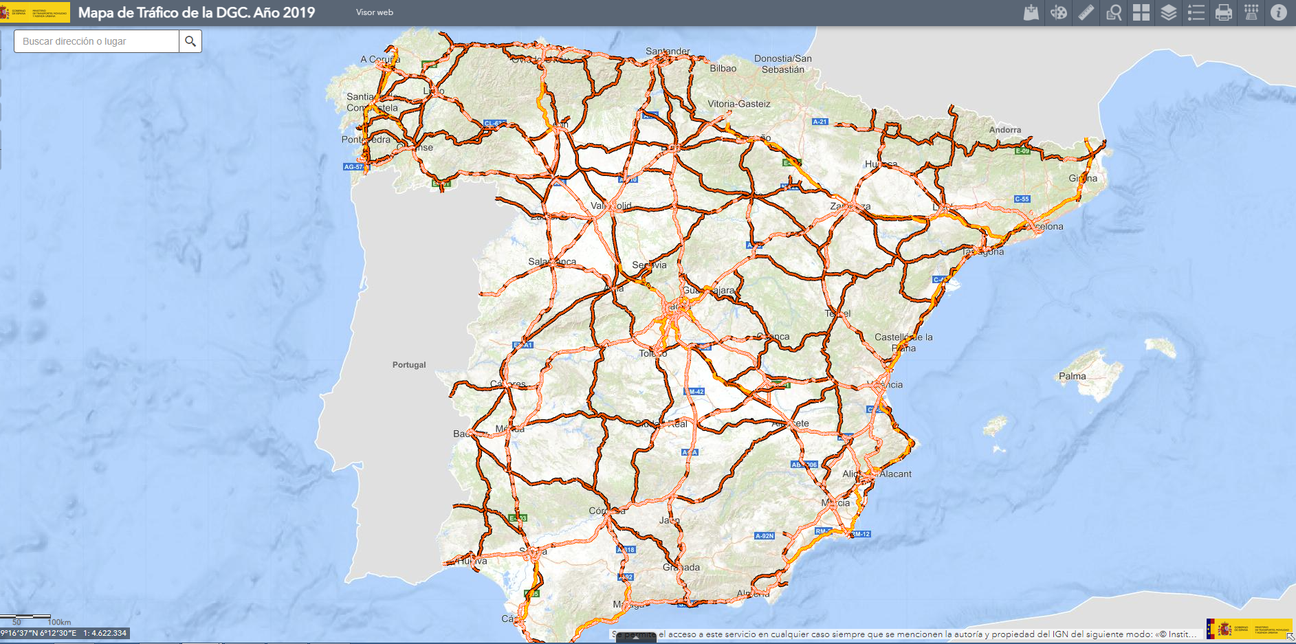 Mapas de carreteras de España.